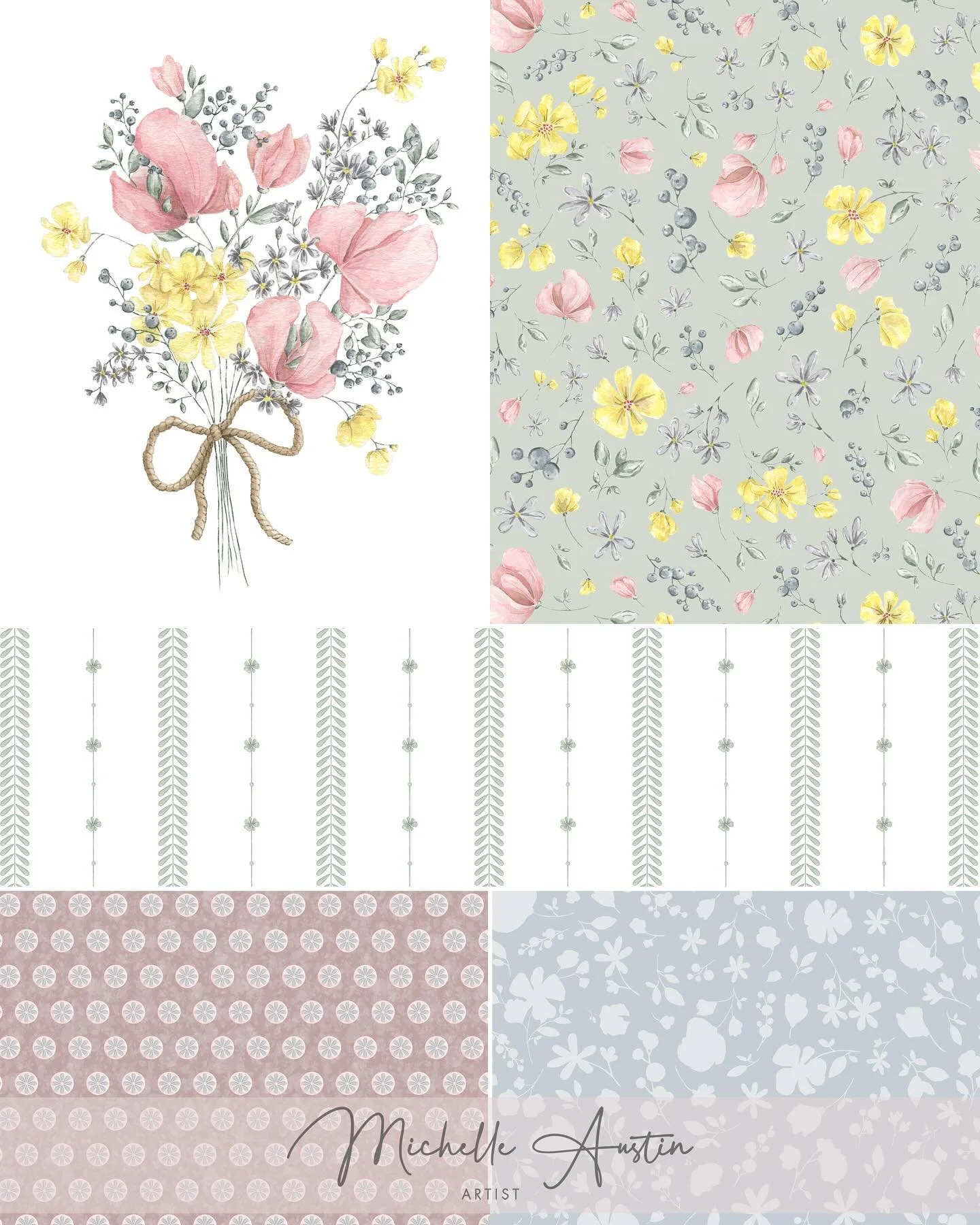 πΌ *Wildflower Meadow* πΌ - My last painting inspired this mini collection that I created over the last couple of days. I really like how it turned out so I might work on a few more ideas and create a full collection! πΊ
Available for Art Licensing