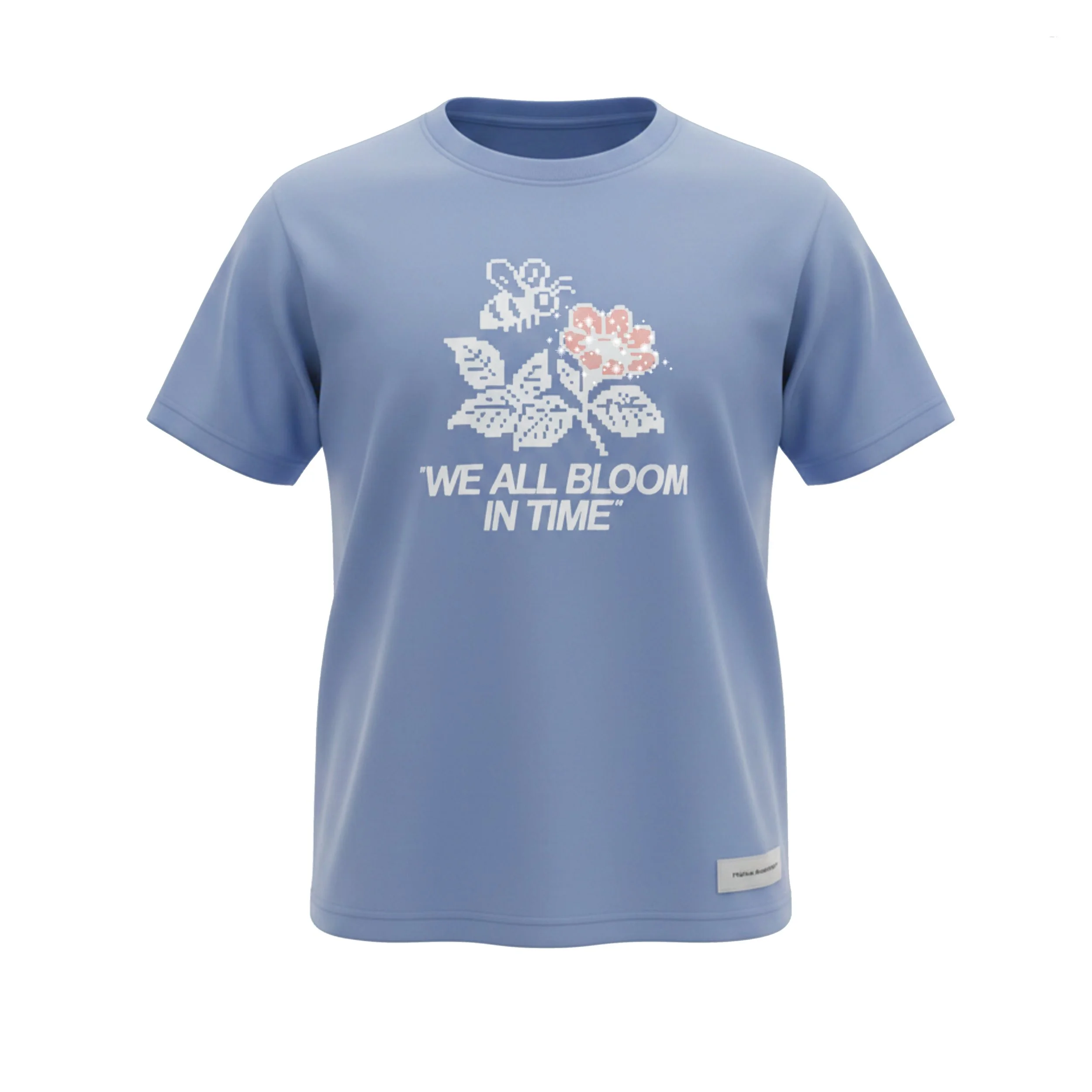 WE ALL BLOOM IN TIME TEE BLUE FRONT.jpg