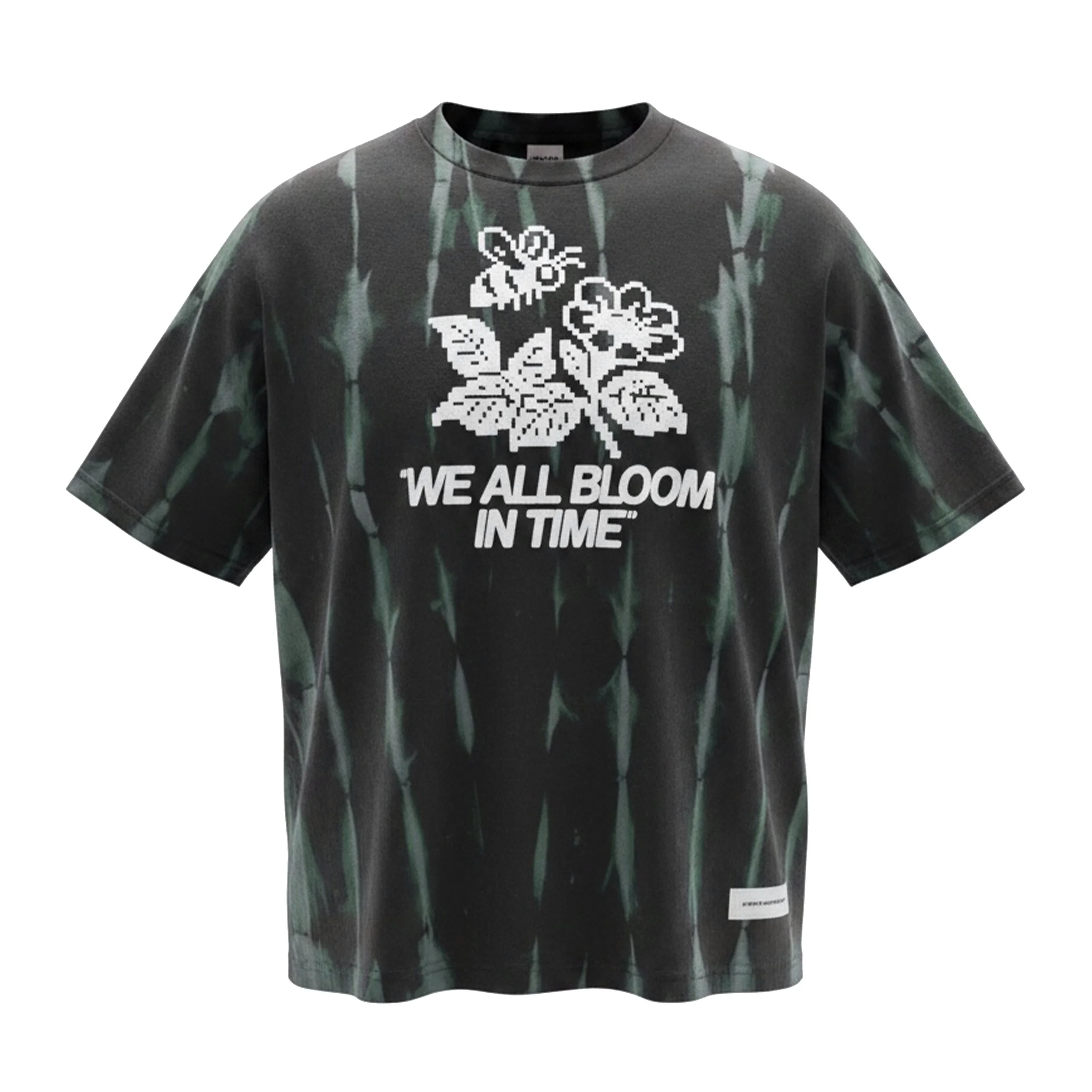 WE ALL BLOOM IN TIME PUFF TEE BLACK FRONT.jpg