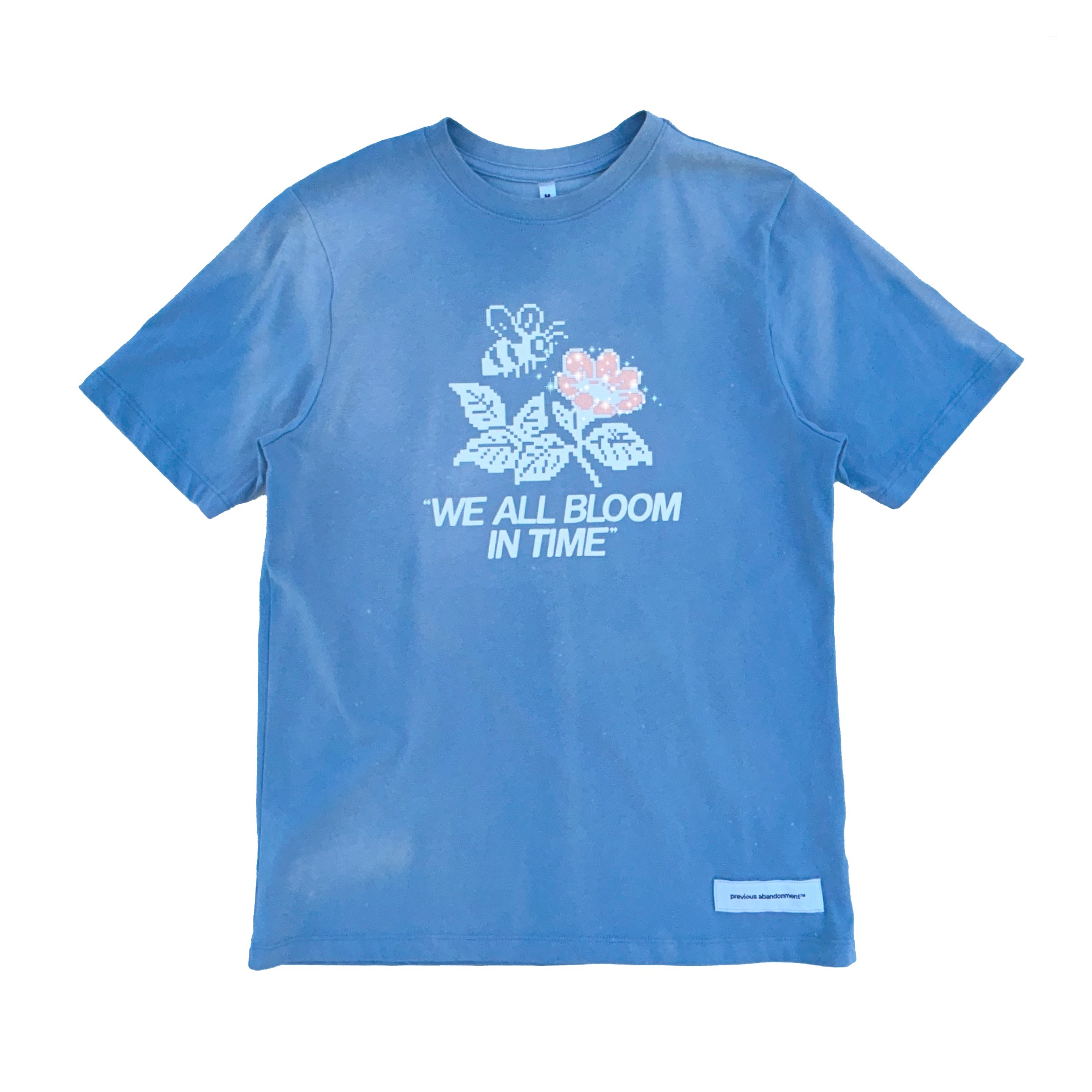 WE ALL BLOOM IN TIME TEE BLUE FRONT REAL.jpg