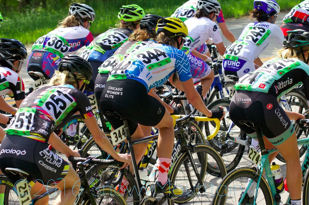 Amber Pierce in a sea of riders. 