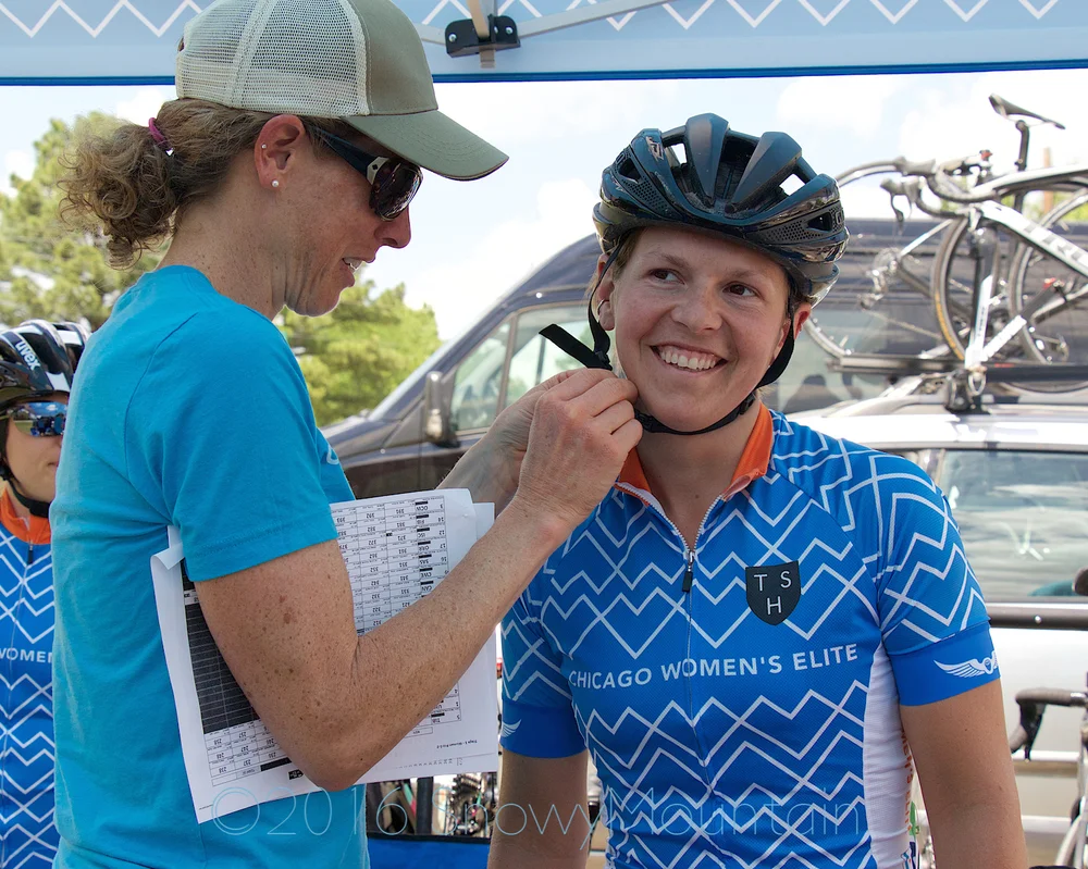 Lesser known role of a DS - helping out with helmet tech. Alison lends a helping hand to Nicole Mertz.