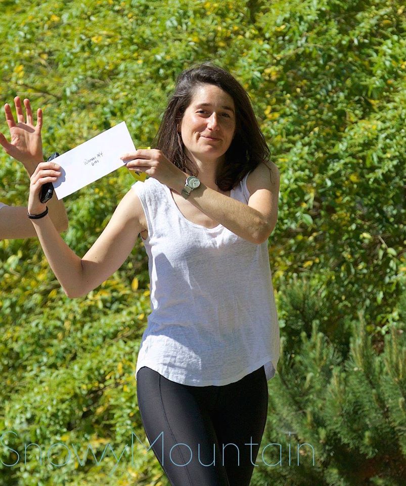 Gina holds her prize money after placing 6th in the General Classification for women 3/4 at Joe Martin.