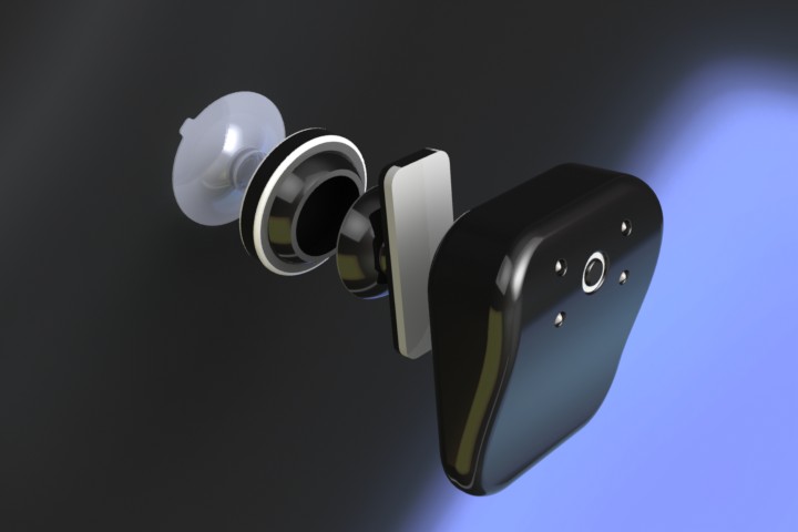 CAMERA MURALE INFRAROUGE BLUETOOTH MONTRANT LA VENTOUSE ET L'AIMANT