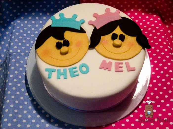 The twins first Birthday cake, Theo and Mel 
