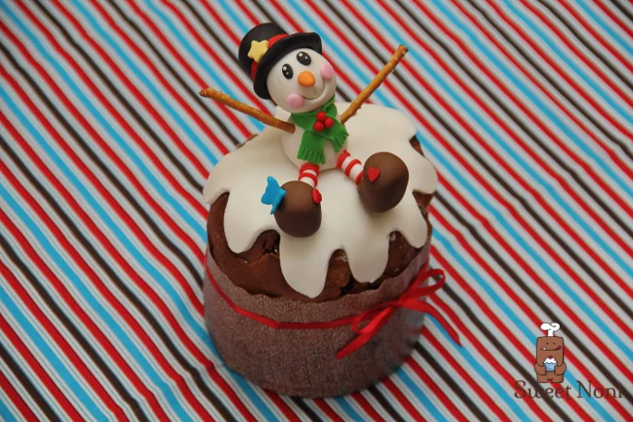 Fruit or Chocolate Panetone decorates with a Snow Man 