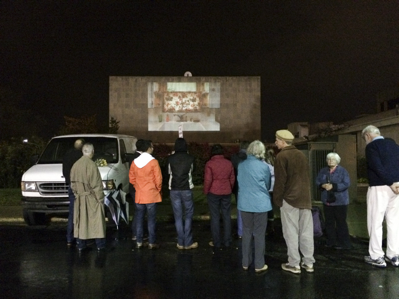 Projection Installation: Indiana University South Bend - North wall, Northside Hall, 2014