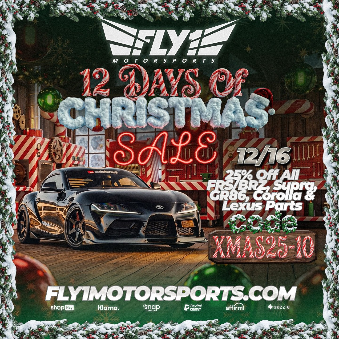 It&rsquo;s Day 10 of our 12 Days Of Christmas Sale 🎅🏼! Today ONLY - All Toyota / Scion / Lexus Parts are 25% Off!! So if you&rsquo;re looking to level up your FRS/BRZ, A90 Supra, Corolla Hatch, GR86 or 2IS for 2026 - today is for YOU!!!

Remember, 