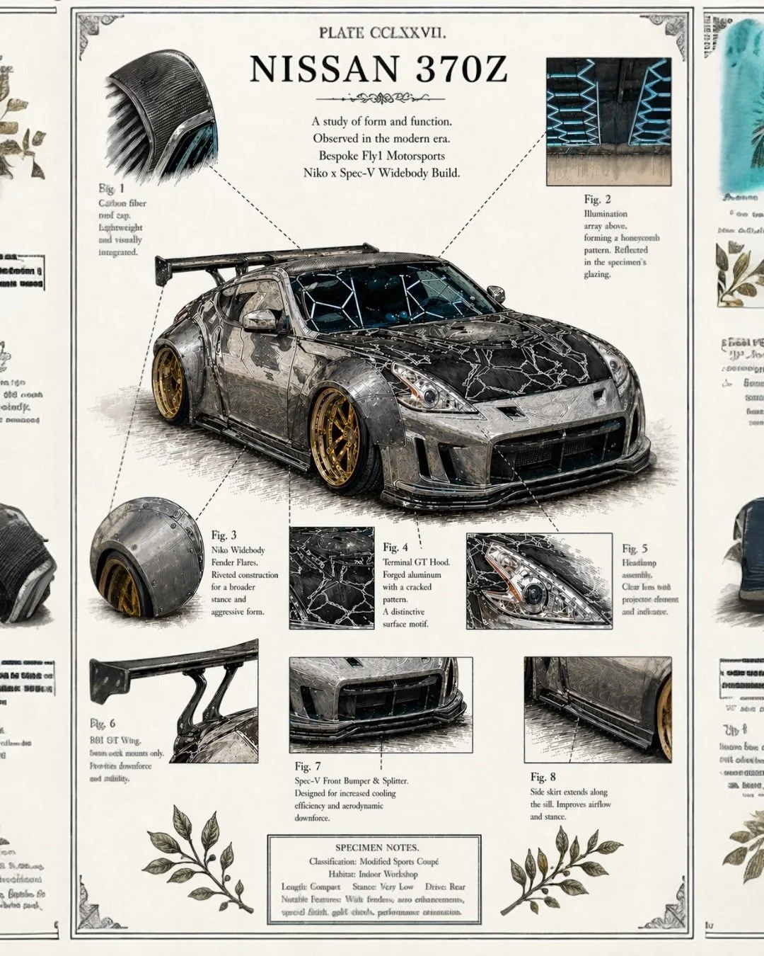 Fine Specimen. 

Nissan 370Z Makeup:
Full Carbon Niko Widebody Kit
Spec-V Body Kit
Terminal GT Hood
Carbon Fiber Roof Cap
RB1 GT Wing
Custom AG Wheels