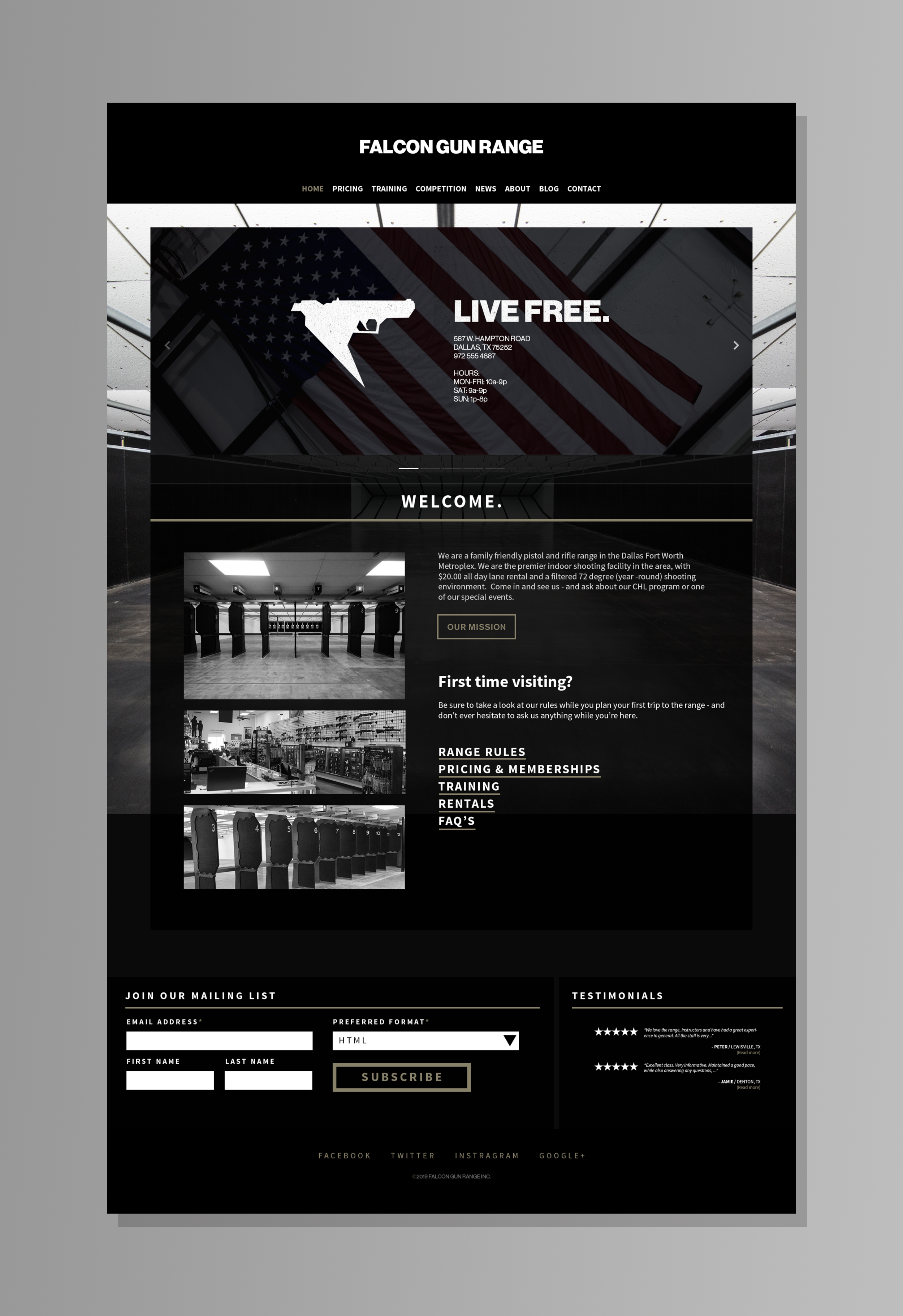 The final full-length page. The concept implements a parallax effect with a background photo.