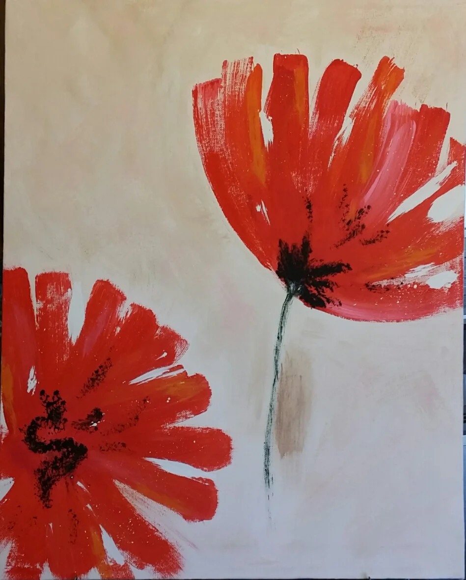Briali Vineyards Abstract Poppies Canvas Class