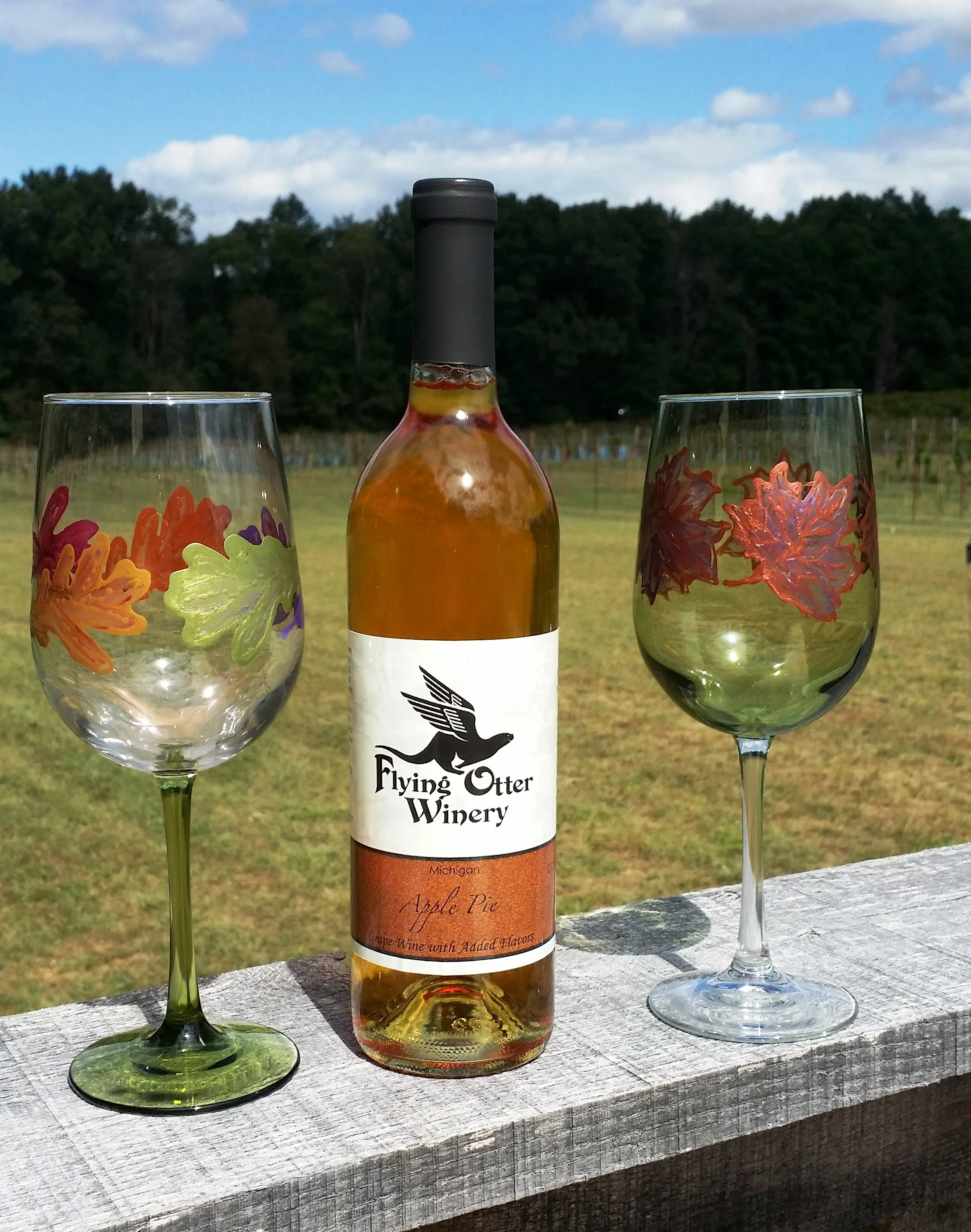 FLYING OTTER WINERY - Autumn Leaves Wine Glass Painting Class