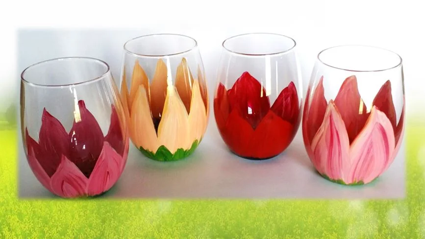 LEISURE TIME WINERY - Spring Flowers Stemless Wine Glass Painting Class