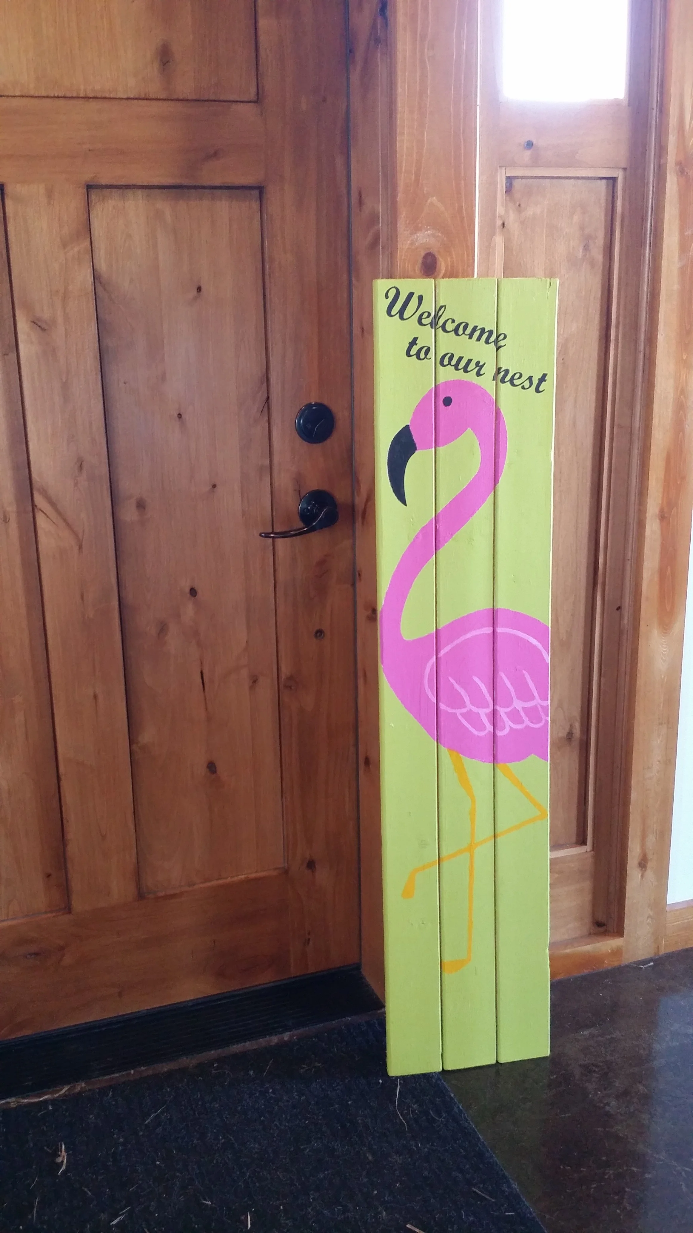 HARTLAND WINERY - "Fun Flamingos!" Wood Welcome
