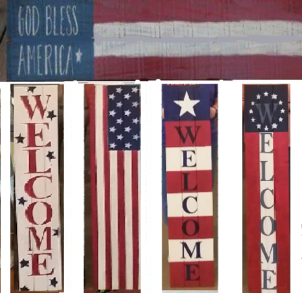 KNOTTY VINES WINERY - Patriotic Wood Flag Welcome 