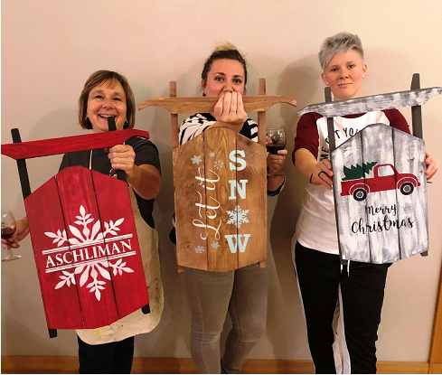 SANDHILL CRANE VINEYARDS - Personalized Mini Wood Sled Painting Class