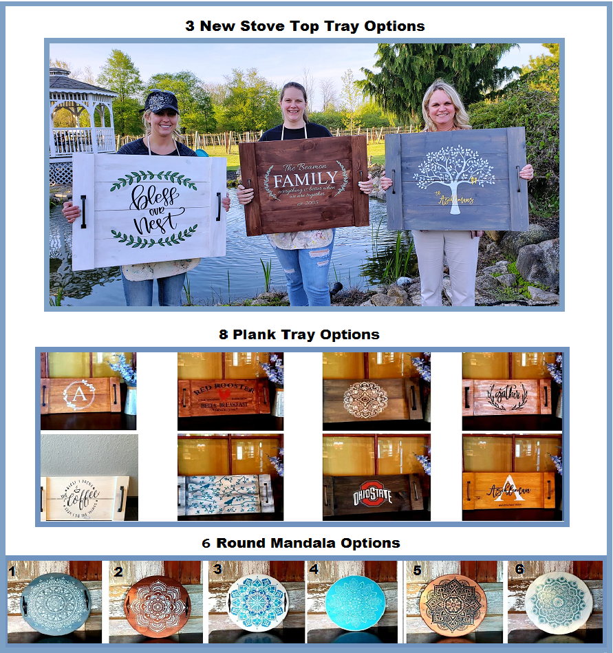 BISQUE IT POTTERY - Stove Top, Plank and Mandala Tray or Lazy Susan Painting Class
