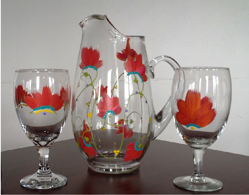 PEGGY MEYER'S PARTY - Summer Sangria Pitcher or Margarita Glass set