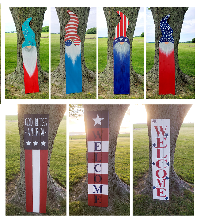 TIPPY CREEK WINERY - Patriotic Gnomes and Welcome Signs