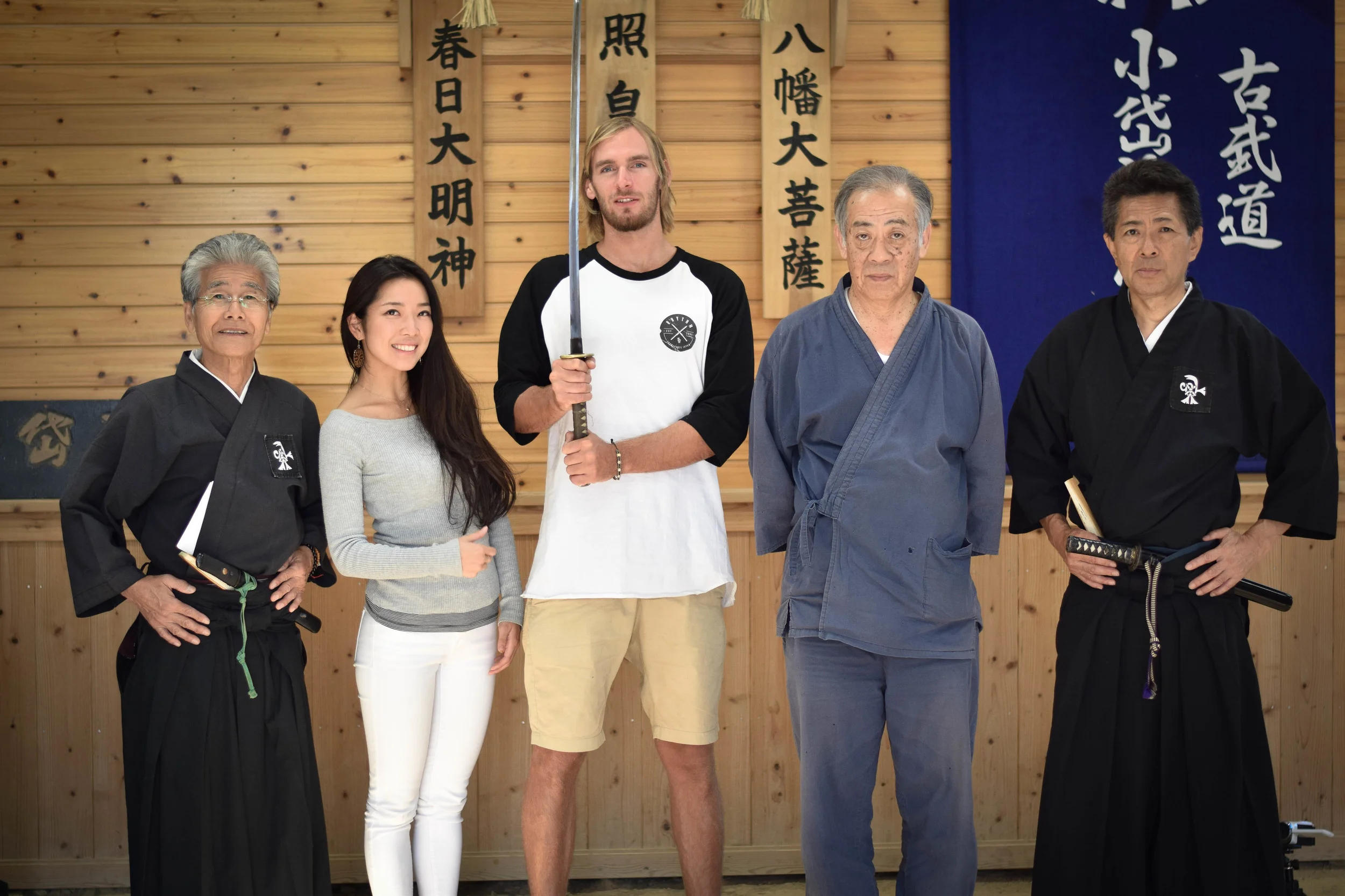 Group photo with Sensei Genrokuro Matsunaga and his disciples at his home Dojo, Genseikai dojo
