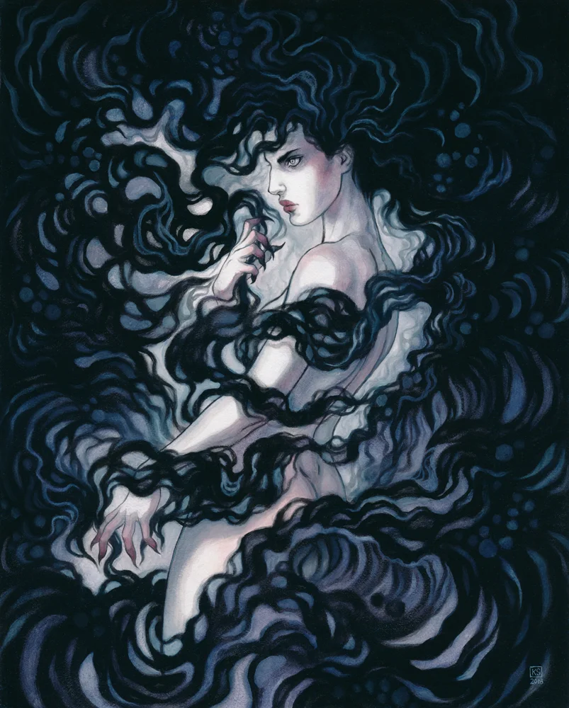 Mnemosyne: Styx oil on board, 8x10 inches part of the Rivers of the Underworld series
