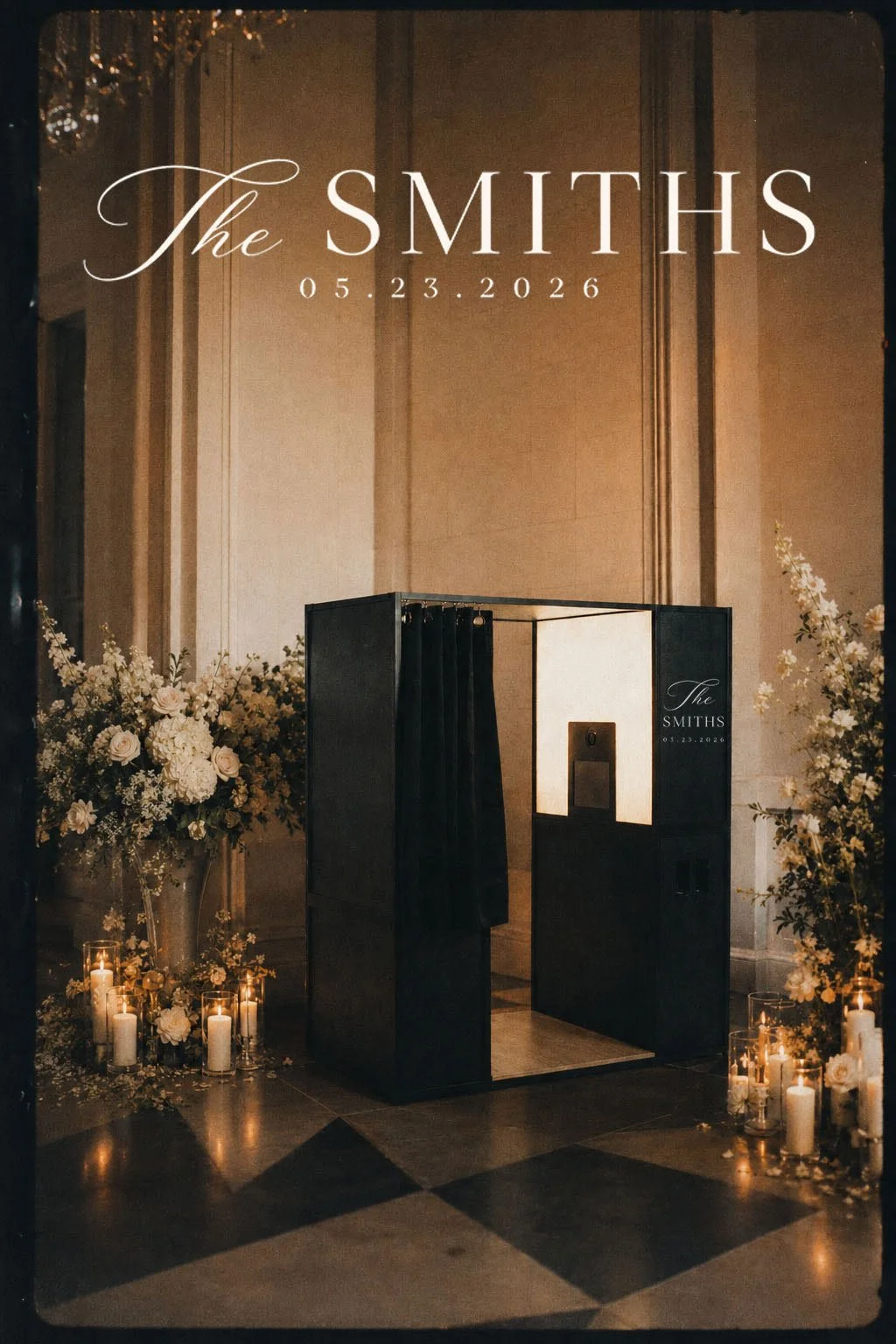 vintage enclosed photo booth rental at a wedding in oc