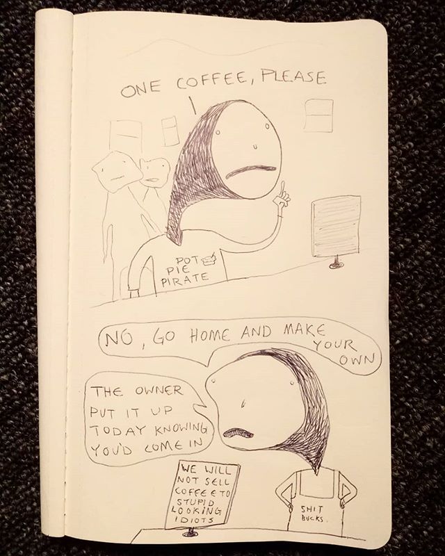 #inktober #artistsoninstagram #smart #important #influential #art #potpie #pirate #shitbucks #coffee