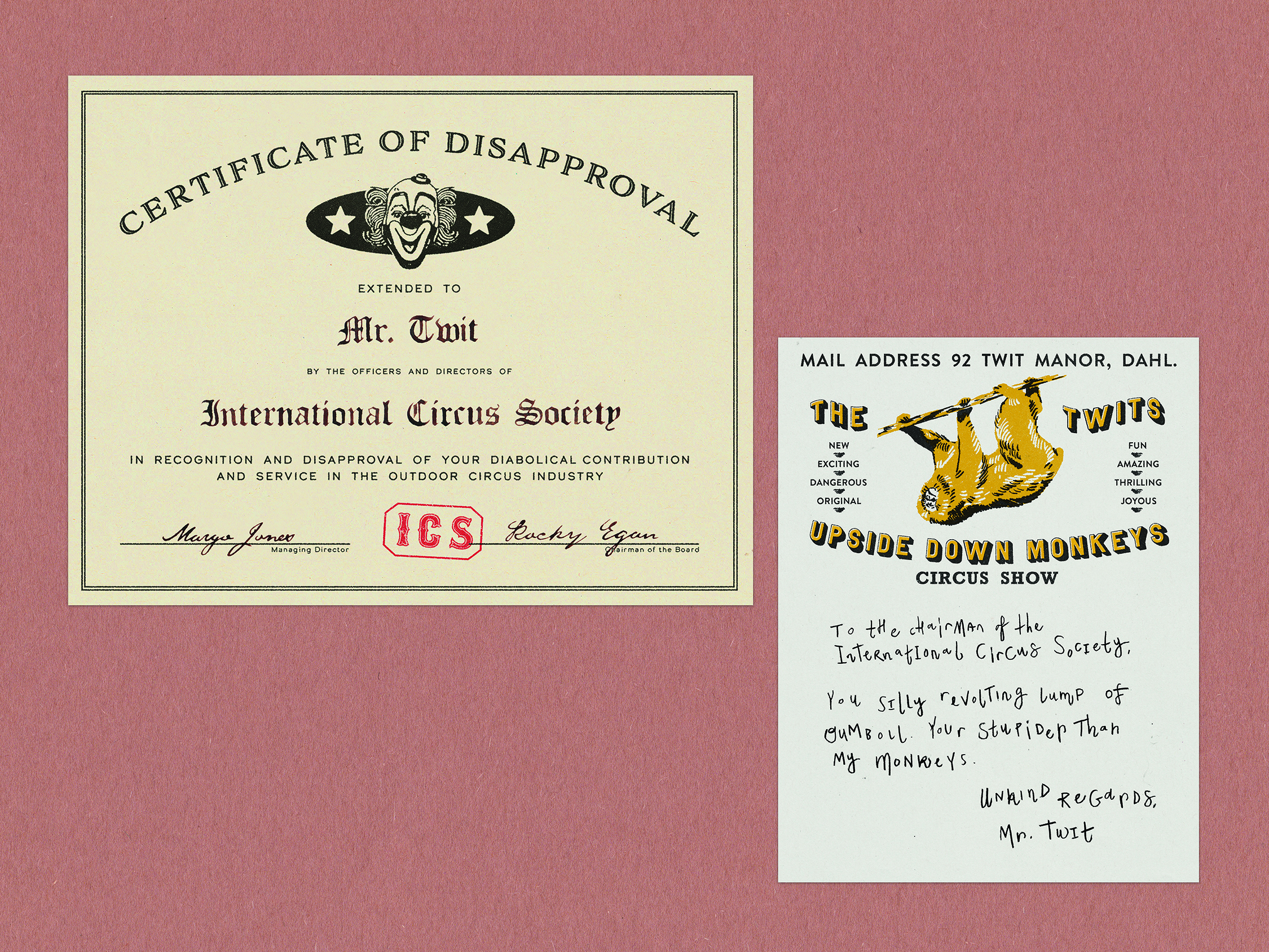 Certificate of Disapproval, Letter from Mr. Twit