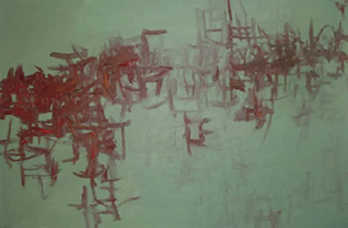 "Green City #17," oil on canvas, 12"x24"