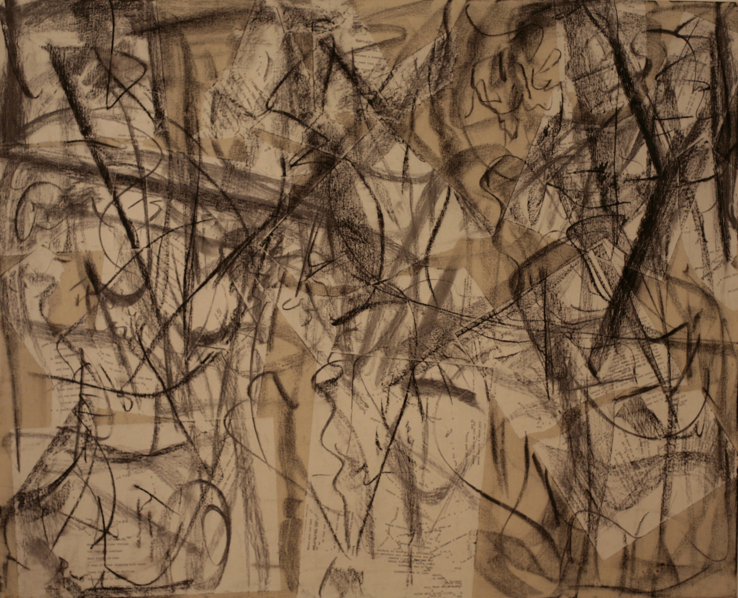 "Wordtree #14", charcoal and mixed media on canvas, 40"x48"