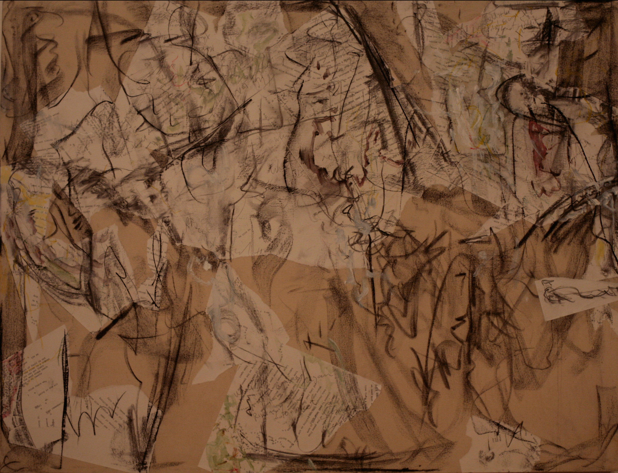 "Wordtree" #15, charcoal and mixed media on canvas, 38"x48"