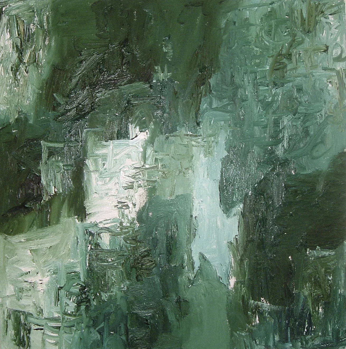 "Green City #28", oil on canvas, 24"x24"