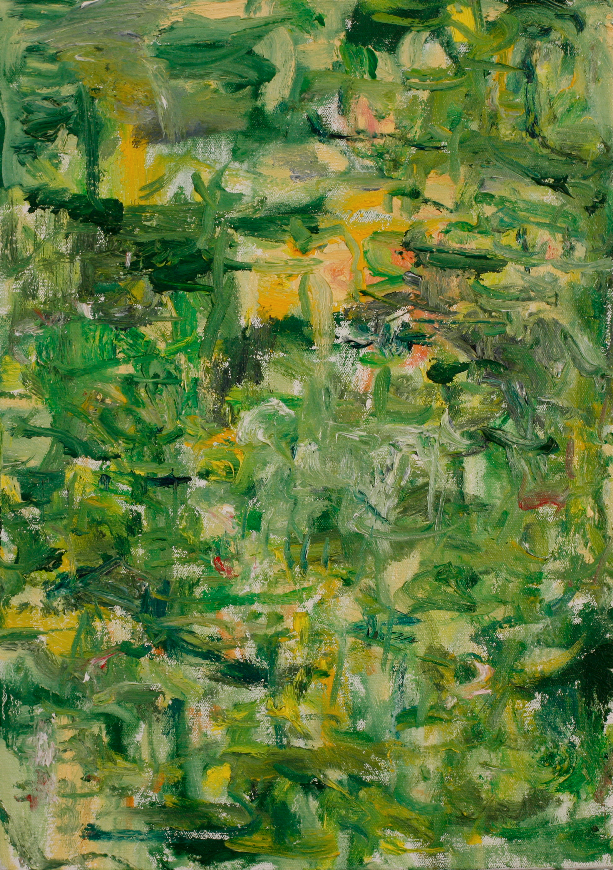 "Green City #81",  oil on canvas, 30"x 14", 