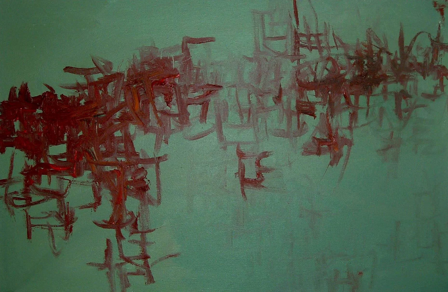 "Green City #17," oil on canvas, 12"x24"