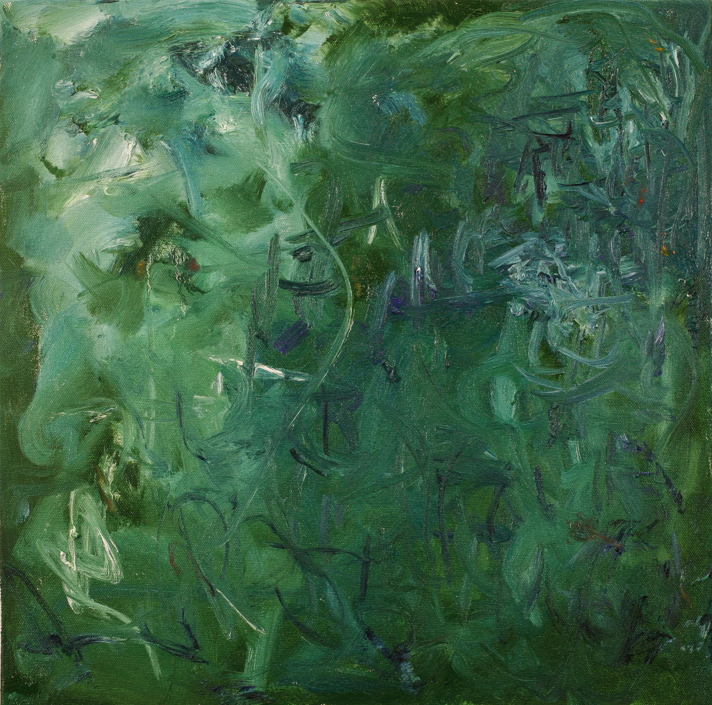 "Green City #101," oil on canvas, 18"x18'"