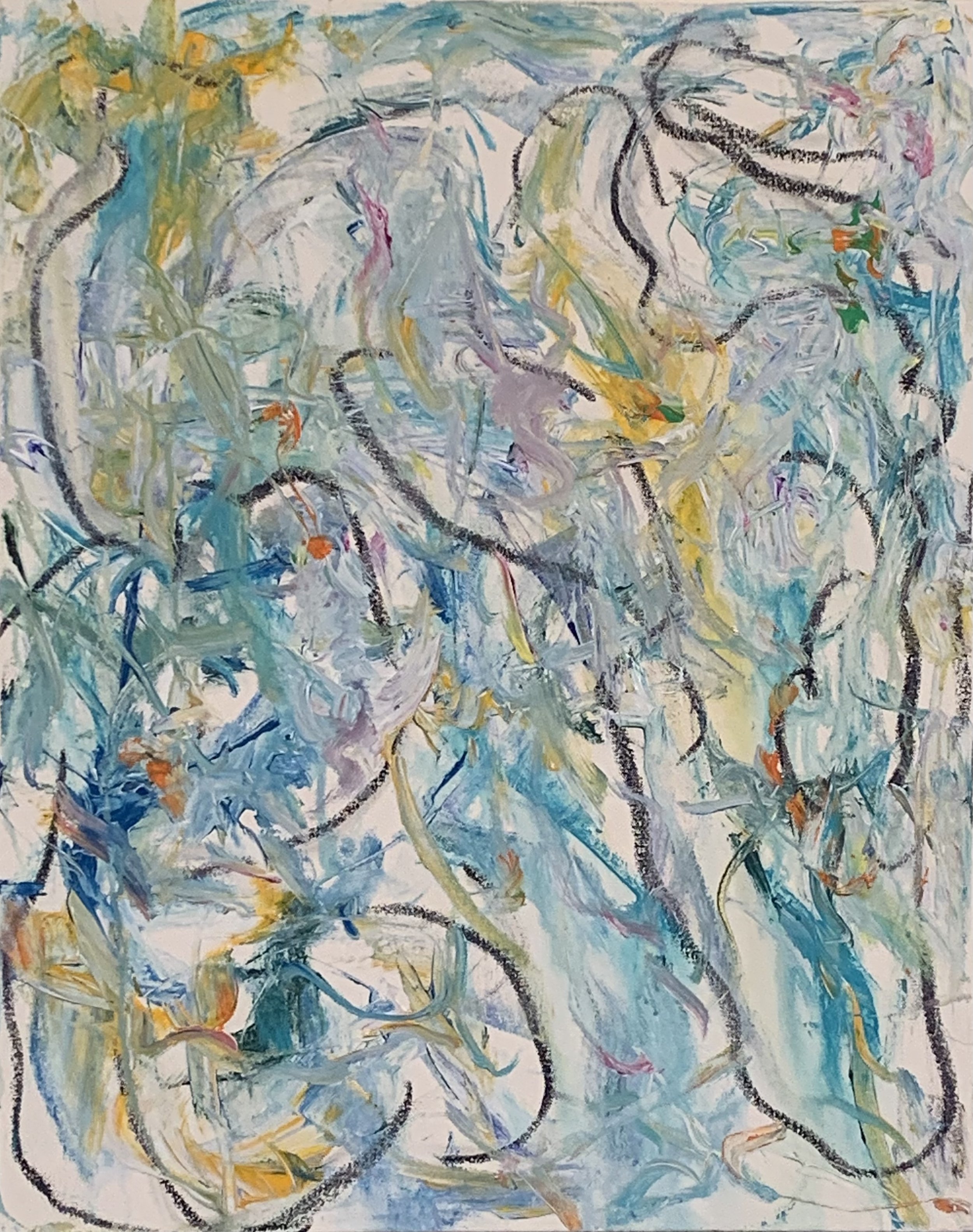 “Opening No. 74” acrylic, oil stick on canvas, 30”x24”