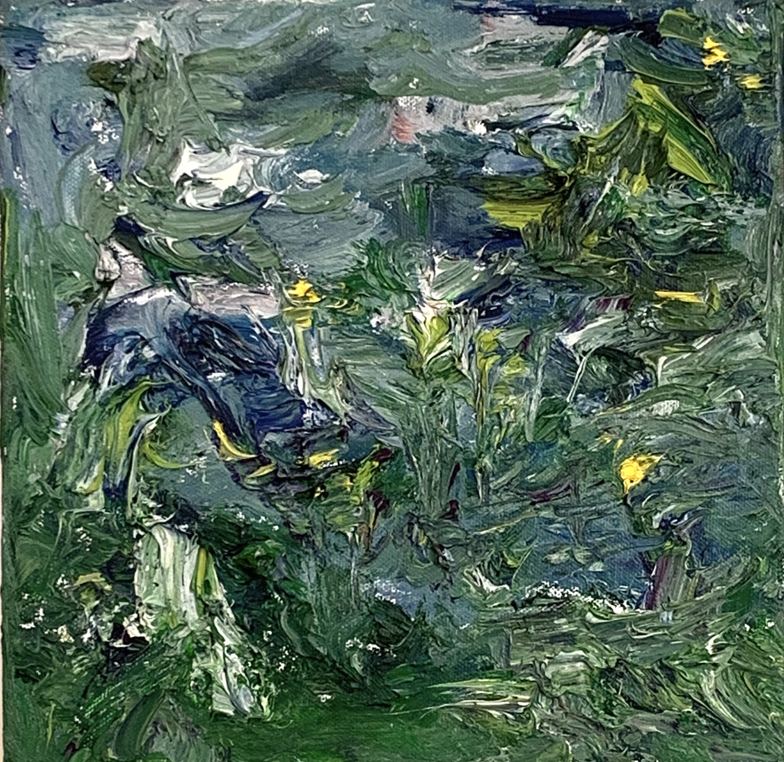 “Green City #115,” oil on canvas, 10”x10”