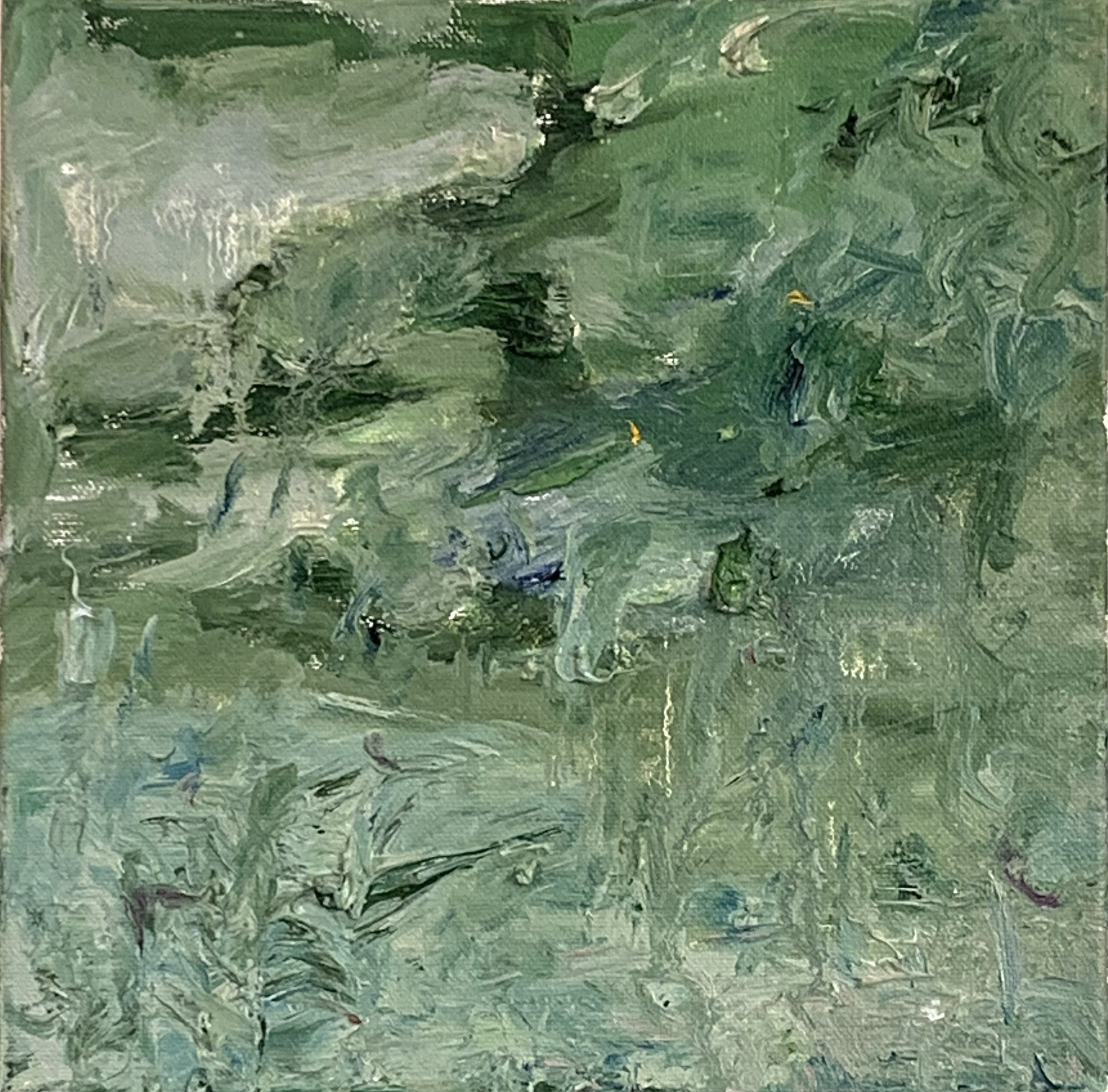 “Green City #117,” oil on canvas, 10”x10”