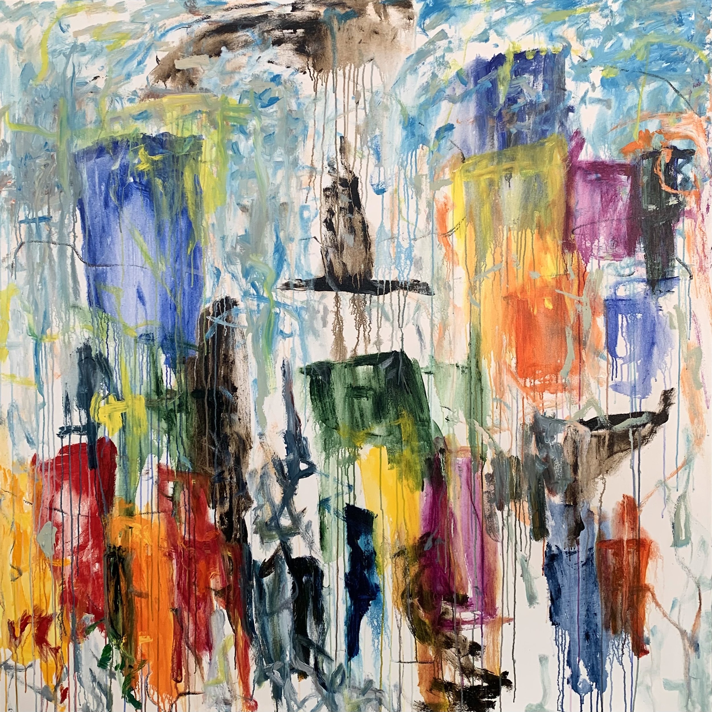 “Opening No. 176,” acrylic and oil stick, 72”x72” (July 15-‘22)