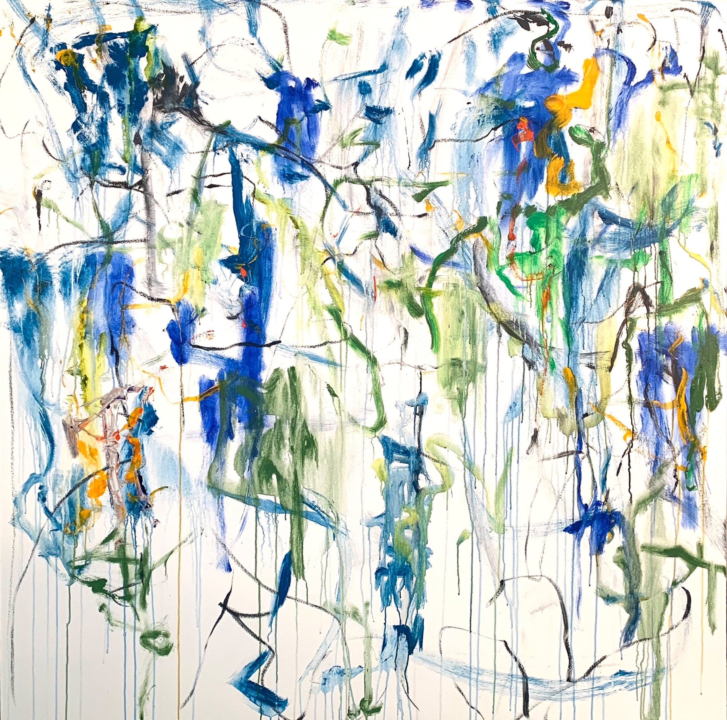 “Opening No. 177,” acrylic, ink, oil stick on canvas, 72”x72”