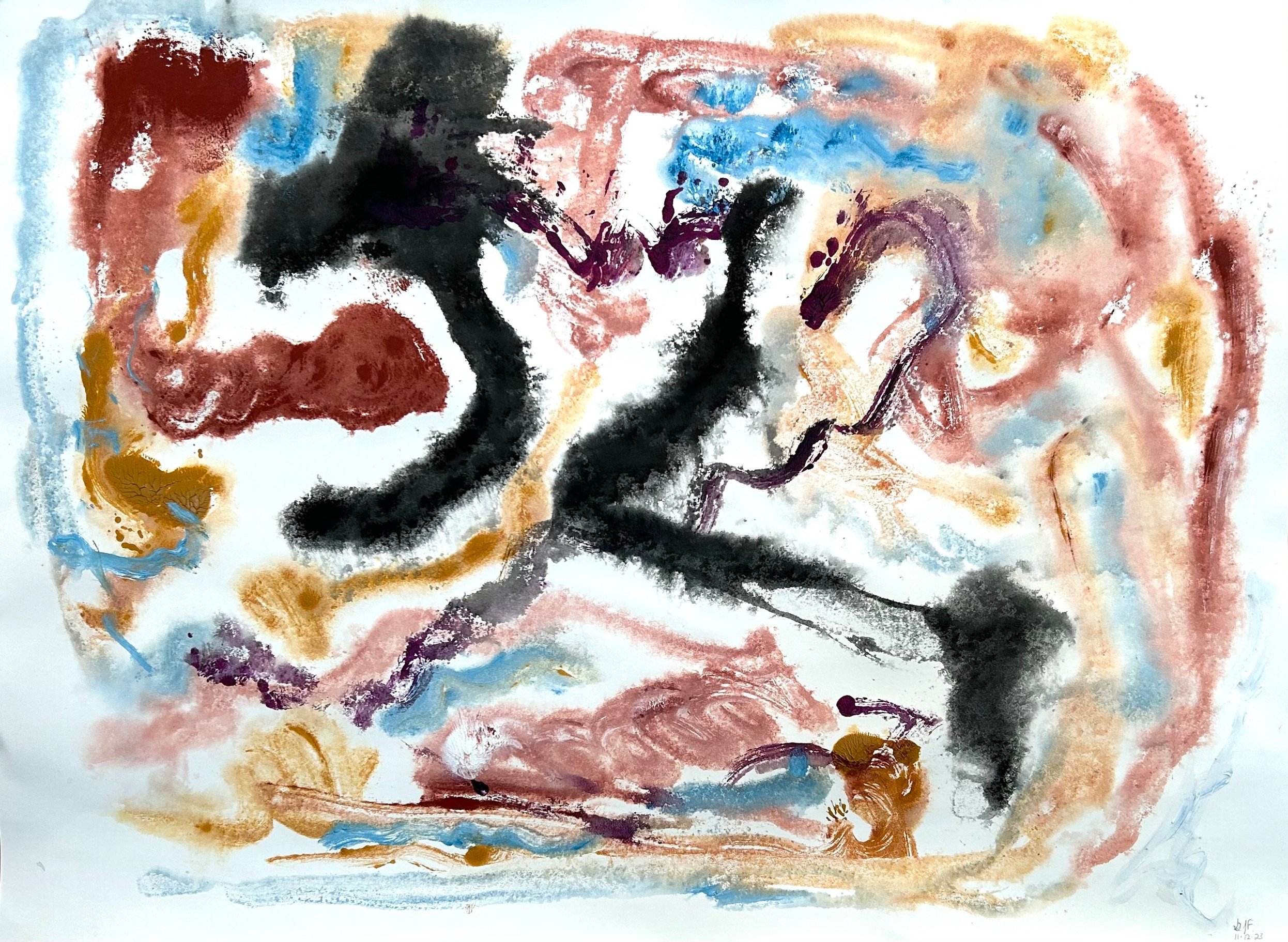 Monotype, 11-12-‘23, acrylic on Stonehenge paper, 22”x30”