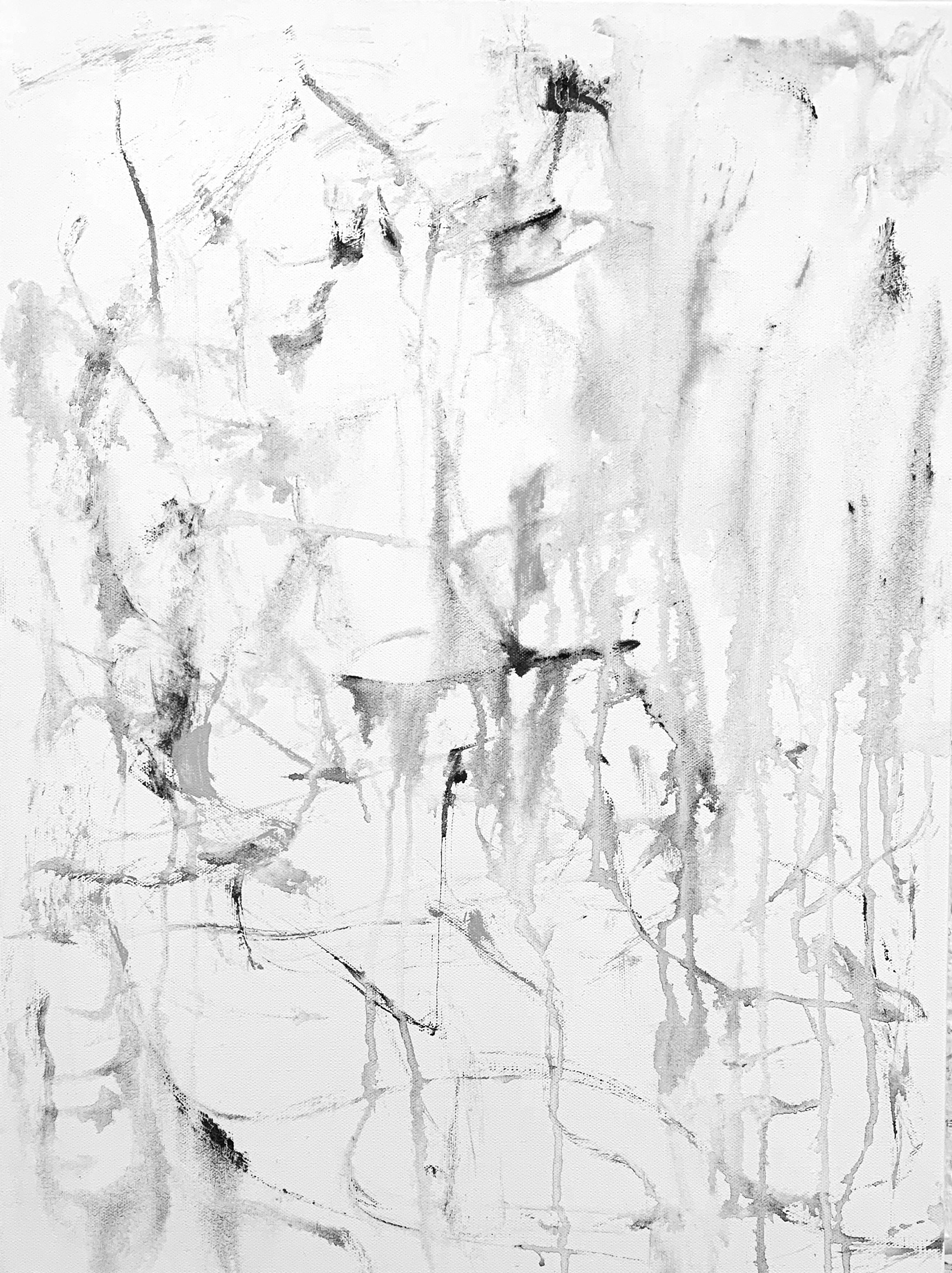 “Cold Mountain,” 24”x18”, charcoal, ink, acrylic on canvas. April 2, 2023