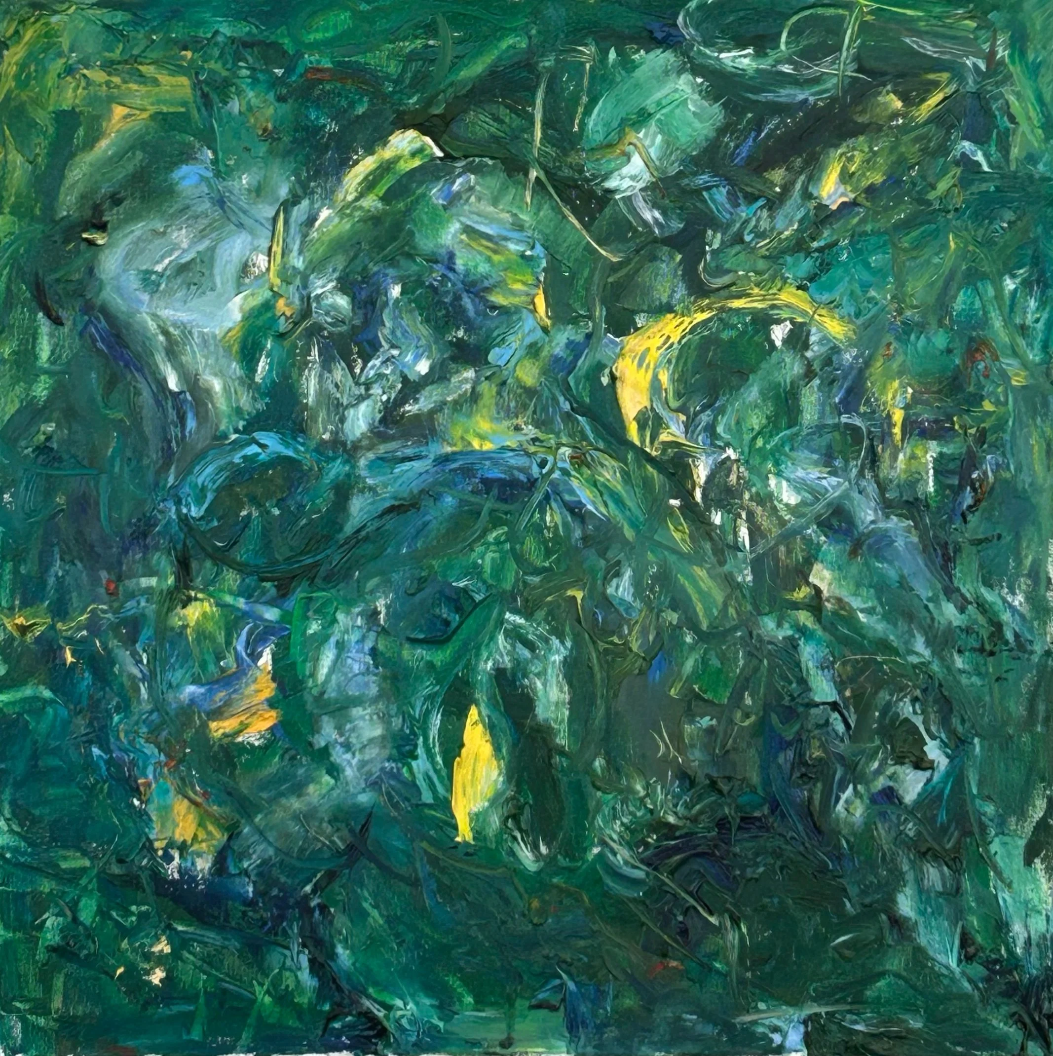 “Green City # 104,” oil on canvas, 24”x24,” Feb 9-2021