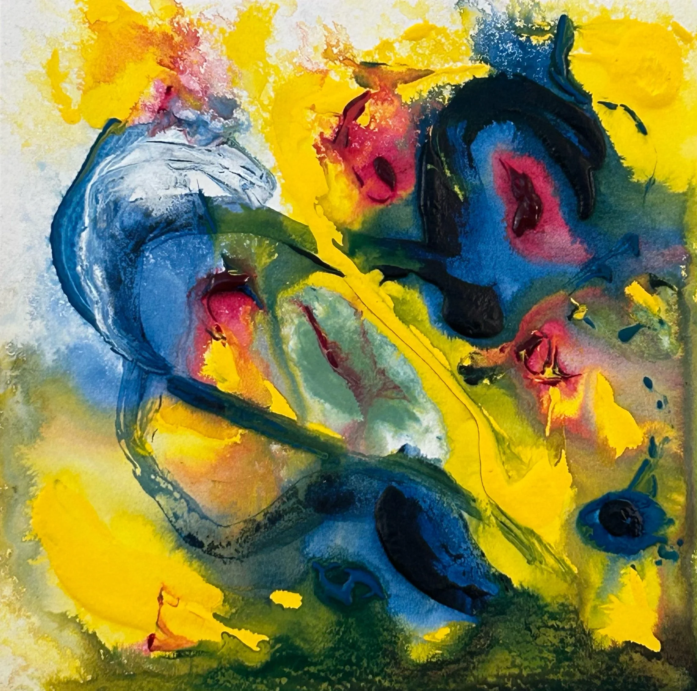 “7-19-‘25,” acrylic on Fluid watercolor paper, 8”x8”