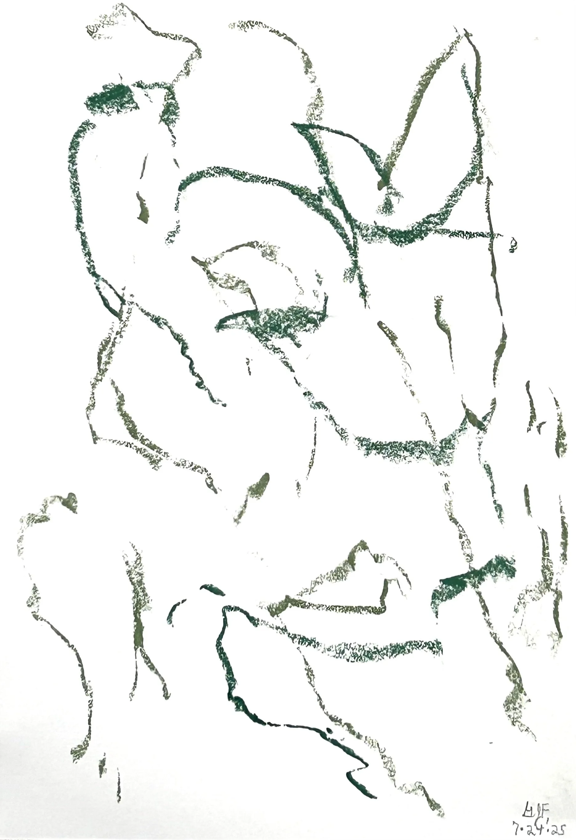 “!0” x 7”, pastel on Stonehenge paper, 7-24-’25