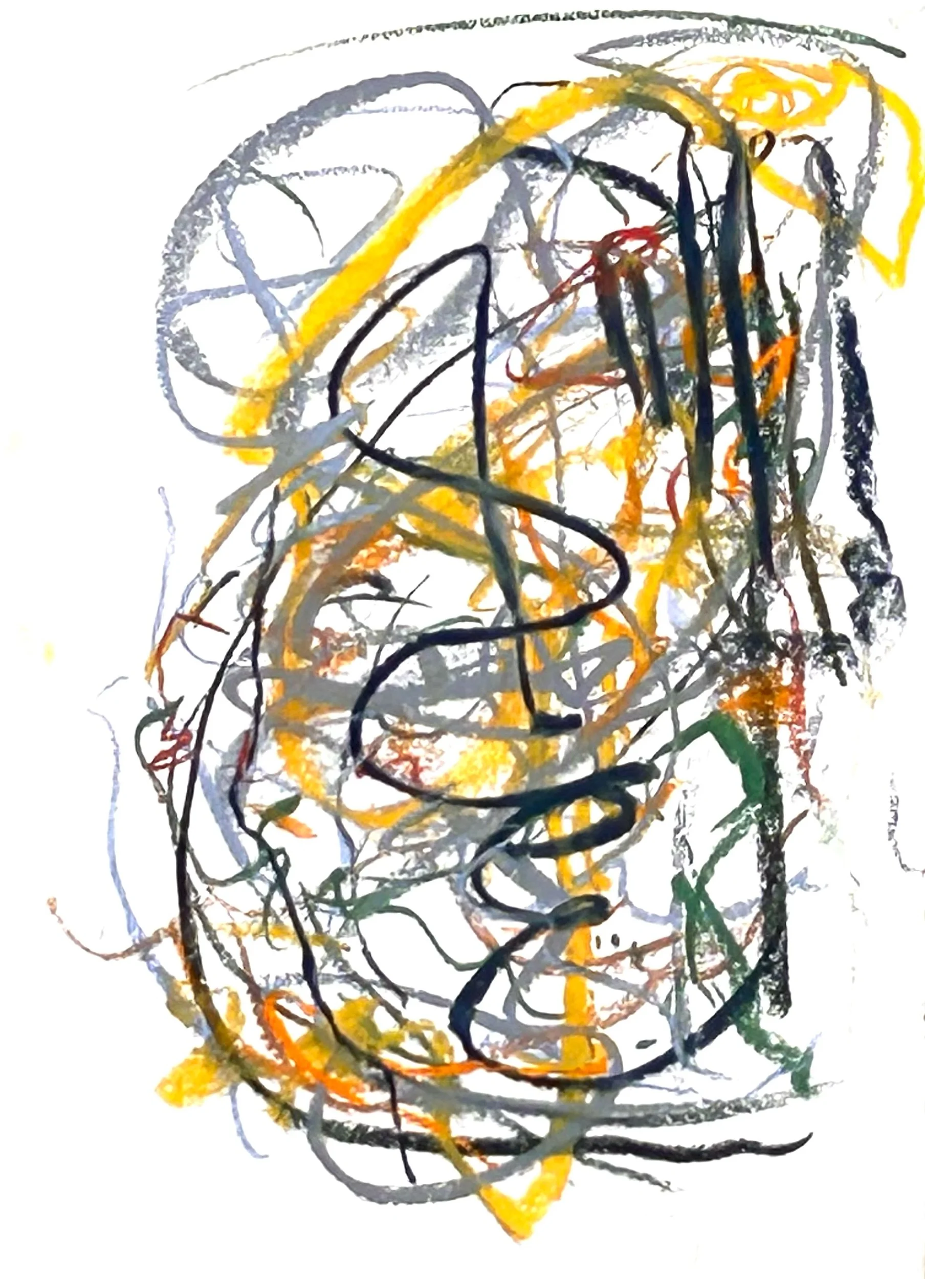 “7-28-‘25,” pastel on Stonehenge watercolor paper, 9 1/2” x  7”