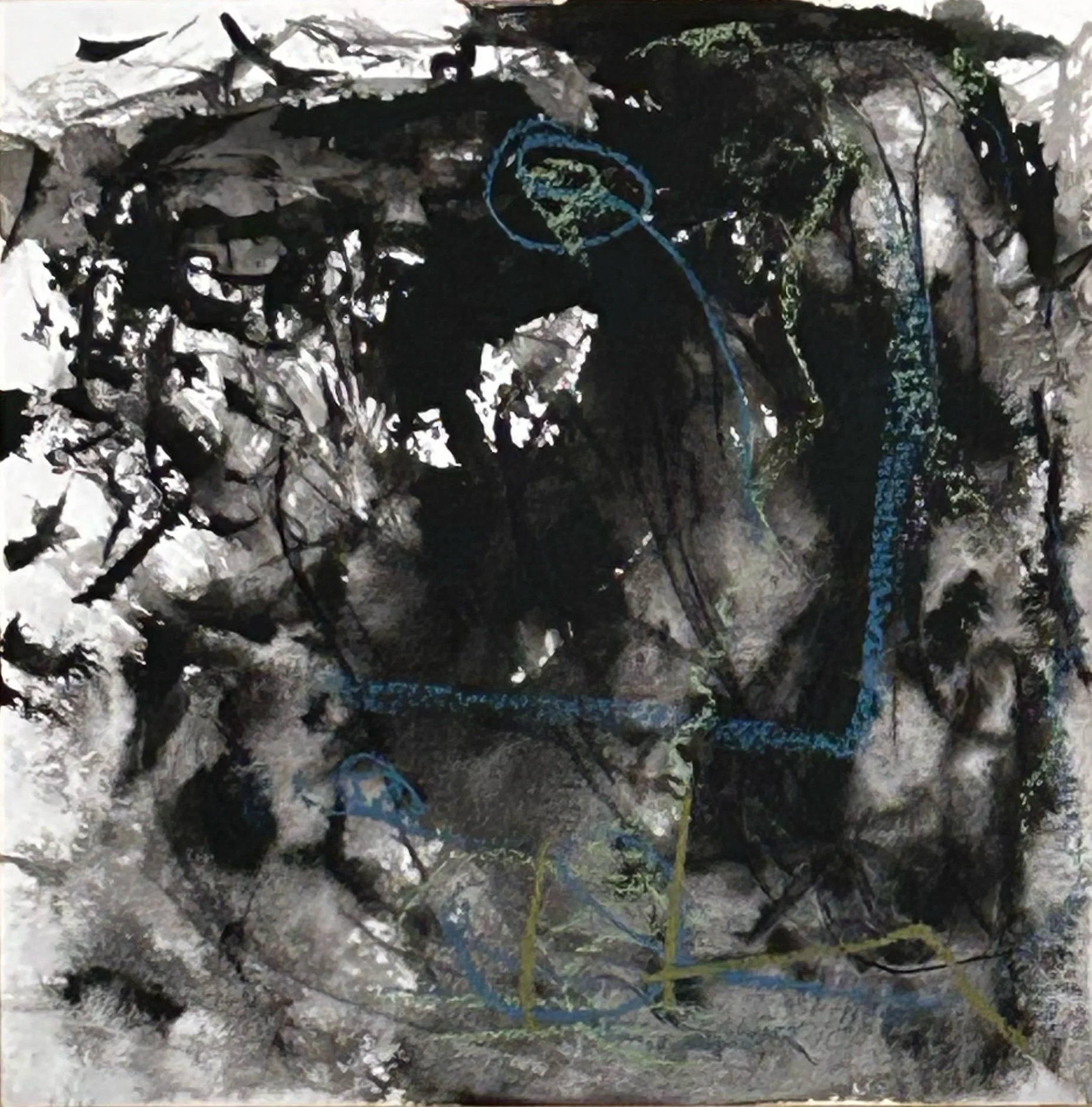 “8-2-‘25,” ink and pastel on Fluid watercolor paper, 8” x 8”