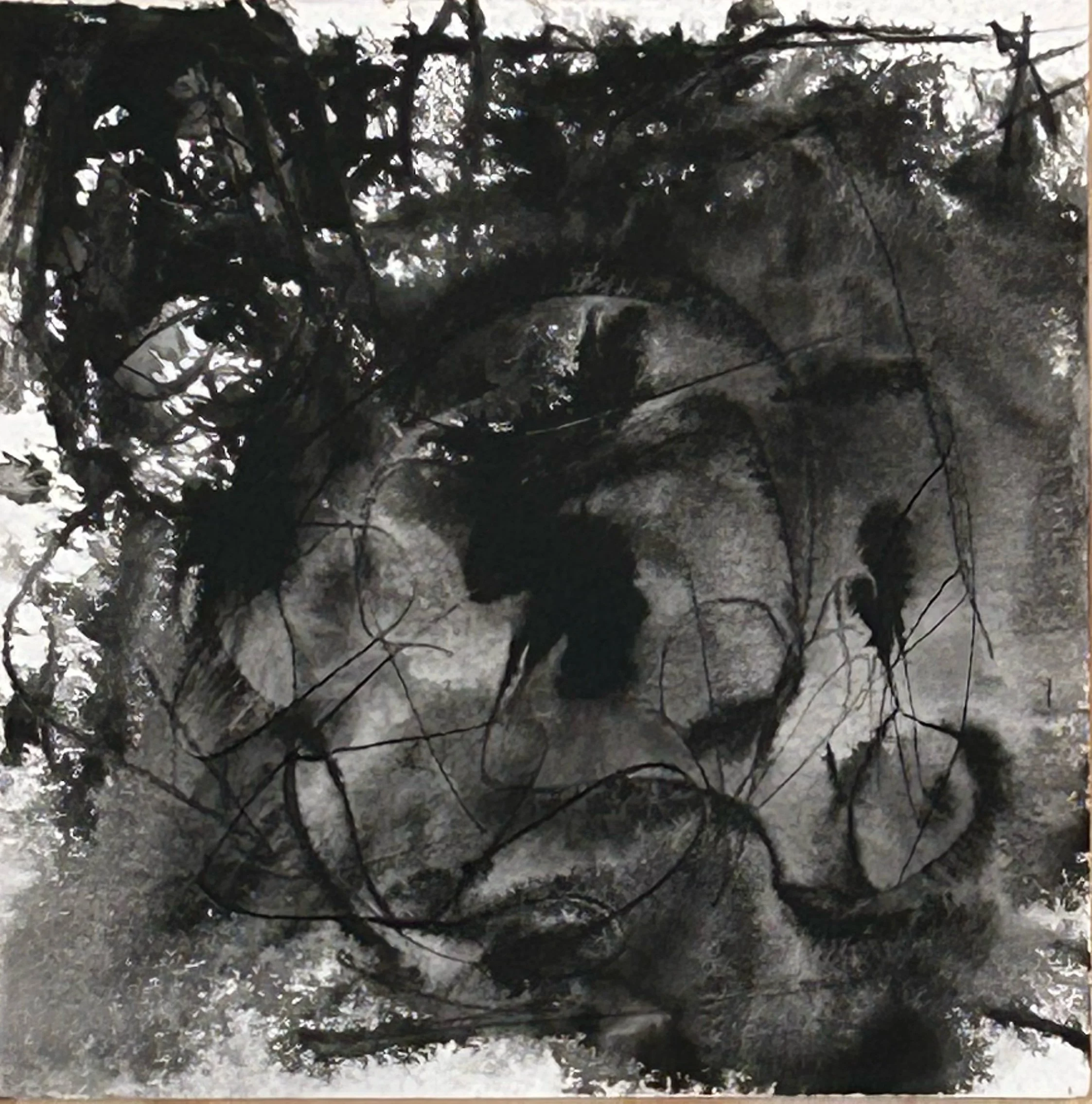 “8-3-‘25,” ink on Fluid watercolor paper, 8”x8”