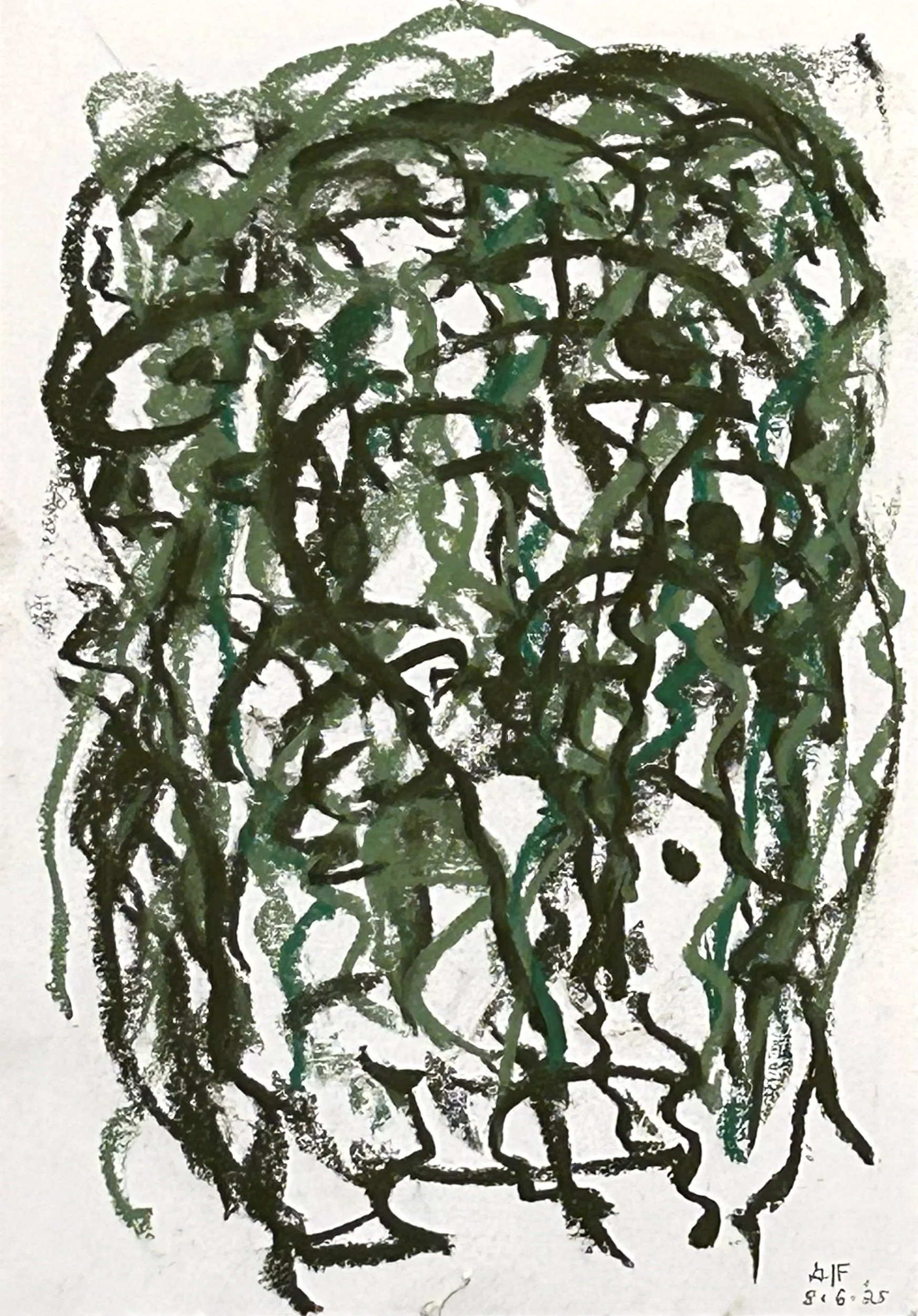 “8-6-‘25,” pastel on Stonehenge paper, 10”x7”