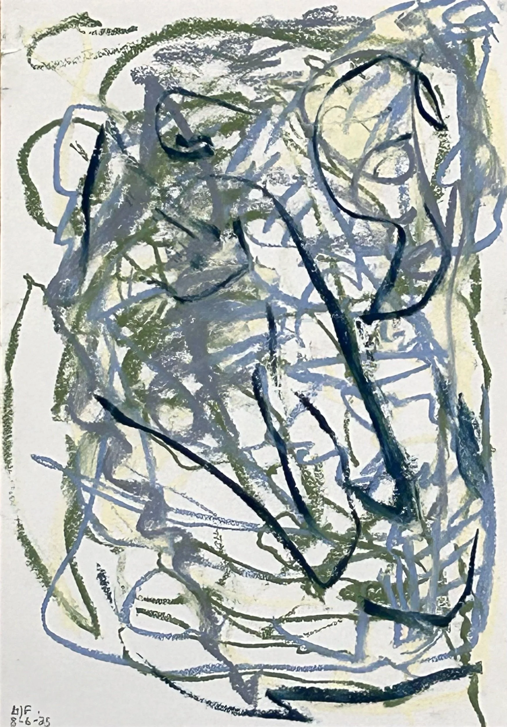 “8-6-‘25,” pastel on Stonehenge paper, 10”x7”